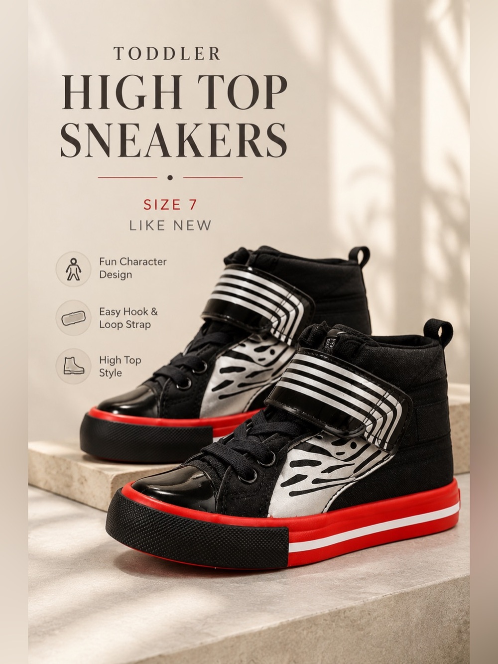 Disney Store Star Wars Kylo Ren Toddler High Top Sneakers Black Size 7